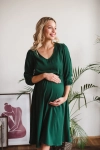 Sukienka Ciążowa I Do Karmienia Lovely Dress Midi Rękaw 3/4 Butelkowa Zieleń