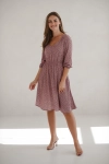 Sukienka Ciążowa Do Karmienia Lovely Dress Rękaw 3/4 Liliowa W Czarne Groszki
