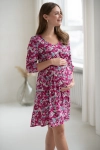Sukienka Ciążowa Do Karmienia Lovely Dress Rękaw 3/4 W Kwiatuszki
