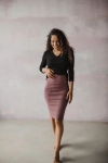 Spódnica Ciążowa Tummy Z Dzianiny W Prążki Rose Brown