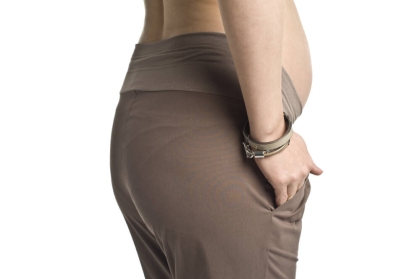 Lauren brązowe eleganckie letnie spodnie ciążowe Mamabaja