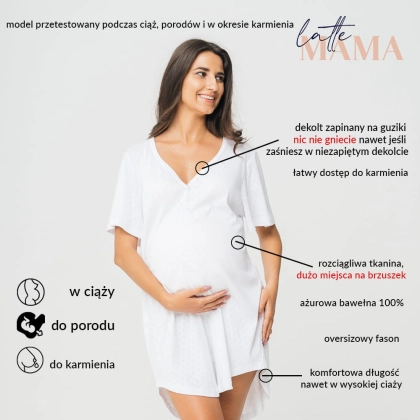 Koszula ciążowa nocna i do porodu Goodnight kiss biała 4.jpg