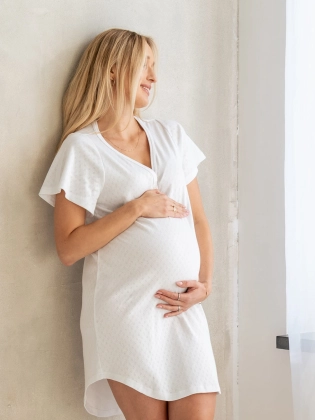 Koszula ciążowa nocna i do porodu Goodnight kiss biała 1.jpg