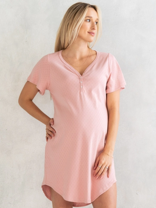 Koszula ciążowa nocna i do porodu Goodnight Kiss różowa.jpg