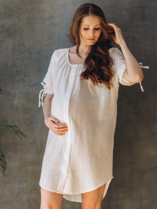 Koszula nocna i do porodu OAT LATTE biała