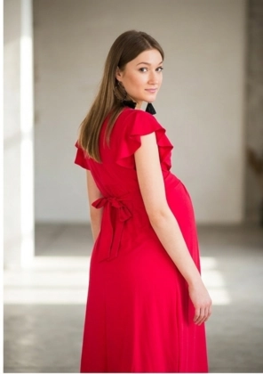 Sukienka ciążowa i do karmienia LUNA Malinowa czerwona (2).png