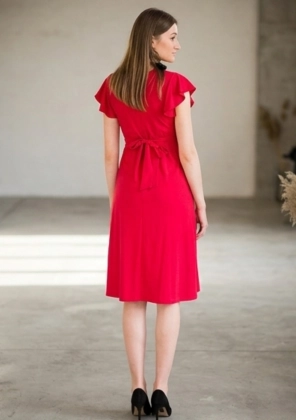 Sukienka ciążowa i do karmienia LUNA Malinowa czerwona (3).png