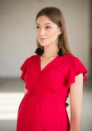 Sukienka ciążowa i do karmienia LUNA Malinowa czerwona (4).png