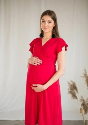 Sukienka ciążowa i do karmienia Luna malinowa 