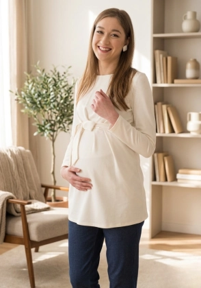 Elegancka tunika ciążowa Ada ecru