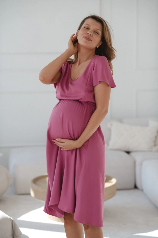 Sukienka-ciazowa-i-do-karmienia-Lovely-Dress-Midi-krotki-rekaw-indyjski-roz.jpg