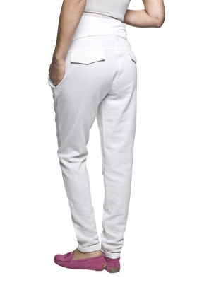 Lanti białe lniane spodnie ciążowe Mamabja