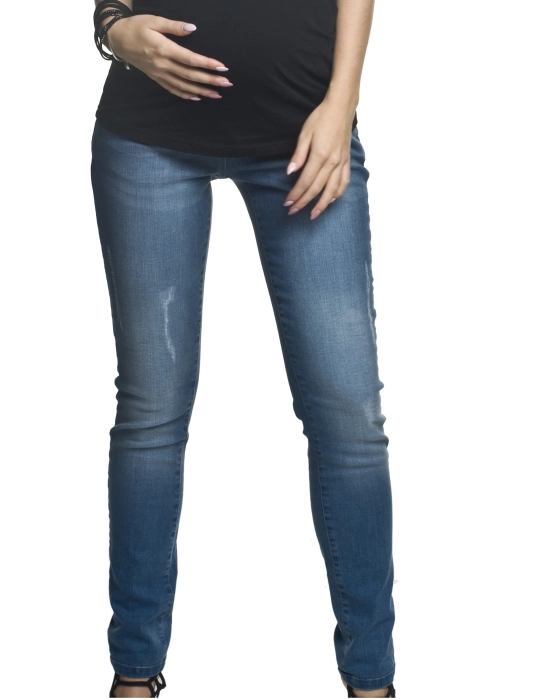 Fabro jeansy ciążowe rurki z przetarciami Mamabaja