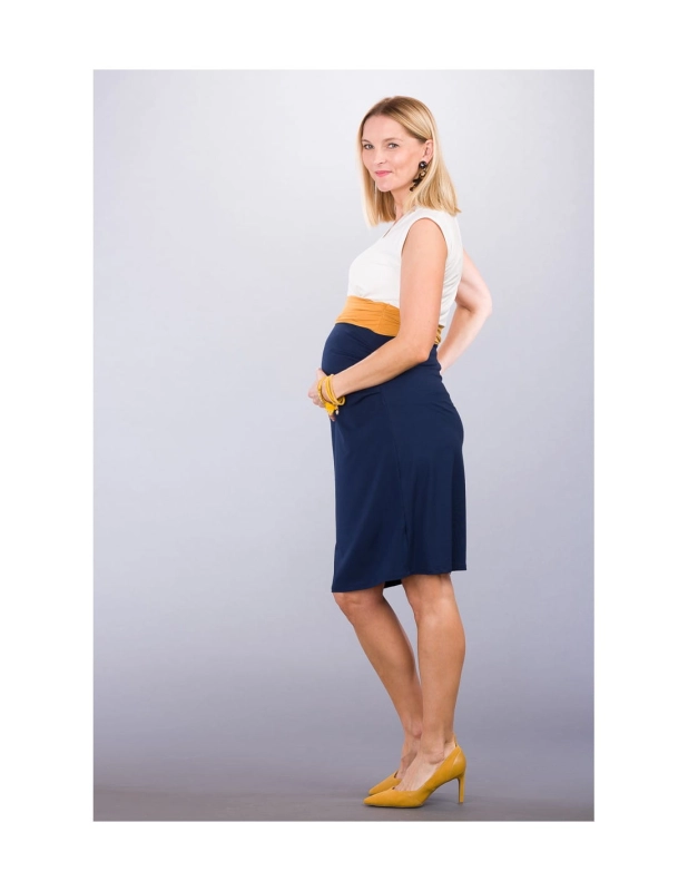 Giulia ecru - granat elegancka sukienka ciążowa z opcją karmienia Mamabaja