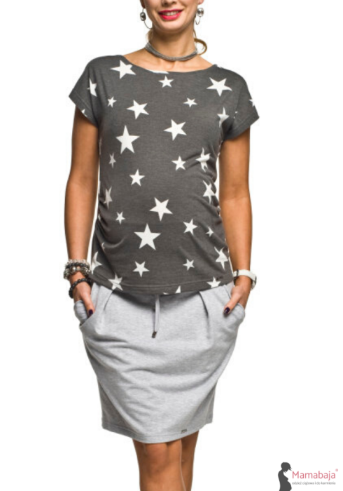 Jasnoszara spódnica ciążowa Swing summer Mamabaja