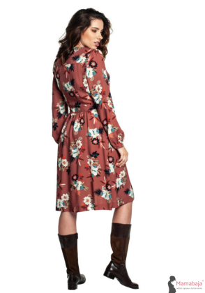 Sukienka ciążowa i do karmienia Vivien kwiaty na brązie Mamabaja