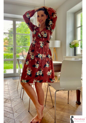 Sukienka ciążowa i do karmienia Vivien kwiaty na brązie