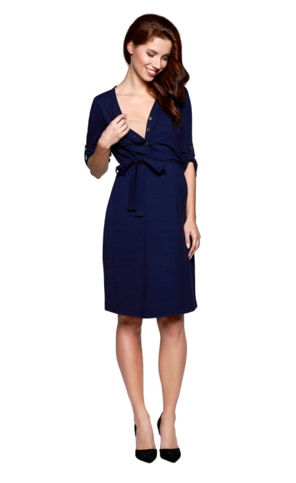 Sukienka ciążowa i do karmienia Alison szmizjerka granat Mamabaja