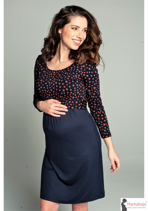 Sukienka ciążowa i do karmienia Tilla w musztardowe kółka