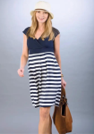 Sukienka ciążowa i do karmienia  Alicia granatowo-paskowa