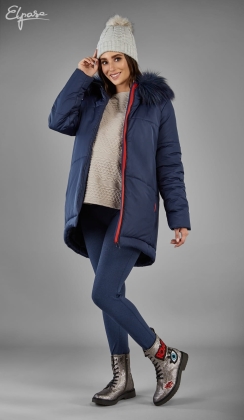 Areta granatowa kurtka ciążowa z futerkiem