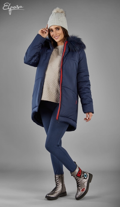 Areta granatowa kurtka ciążowa z futerkiem
