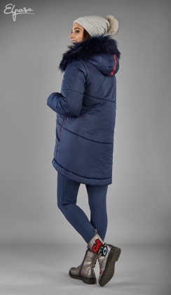 Areta granatowa kurtka ciążowa z futerkiem