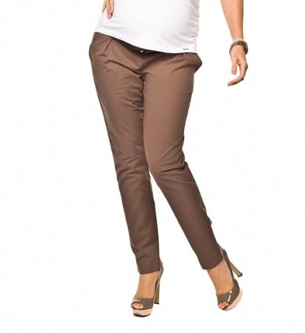 Lauren brązowe eleganckie letnie spodnie ciążowe Mamabaja